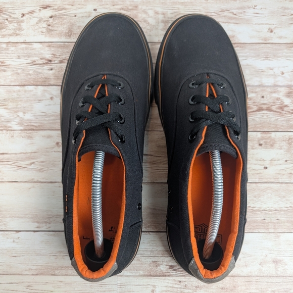 Harley Davidson Canvas Black Orange Sneakers Tennis Shoes Men's Size 10 H-D - Picture 4 of 14